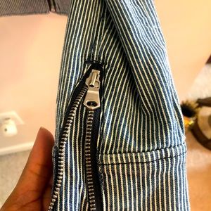 Banana Republic stripped denim moto jacket — no flaws